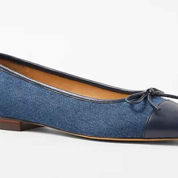 Ann Taylor Denim Cap Toe Ballet Flats - Size 7.5 (RUNS LARGE) BRAND NEW in box - Picture 2 of 2